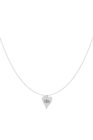 Necklace heart with eye - Silver Color color h5 