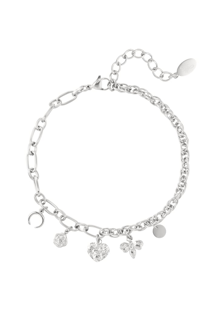 Anklet links with charms - Silver Color color 