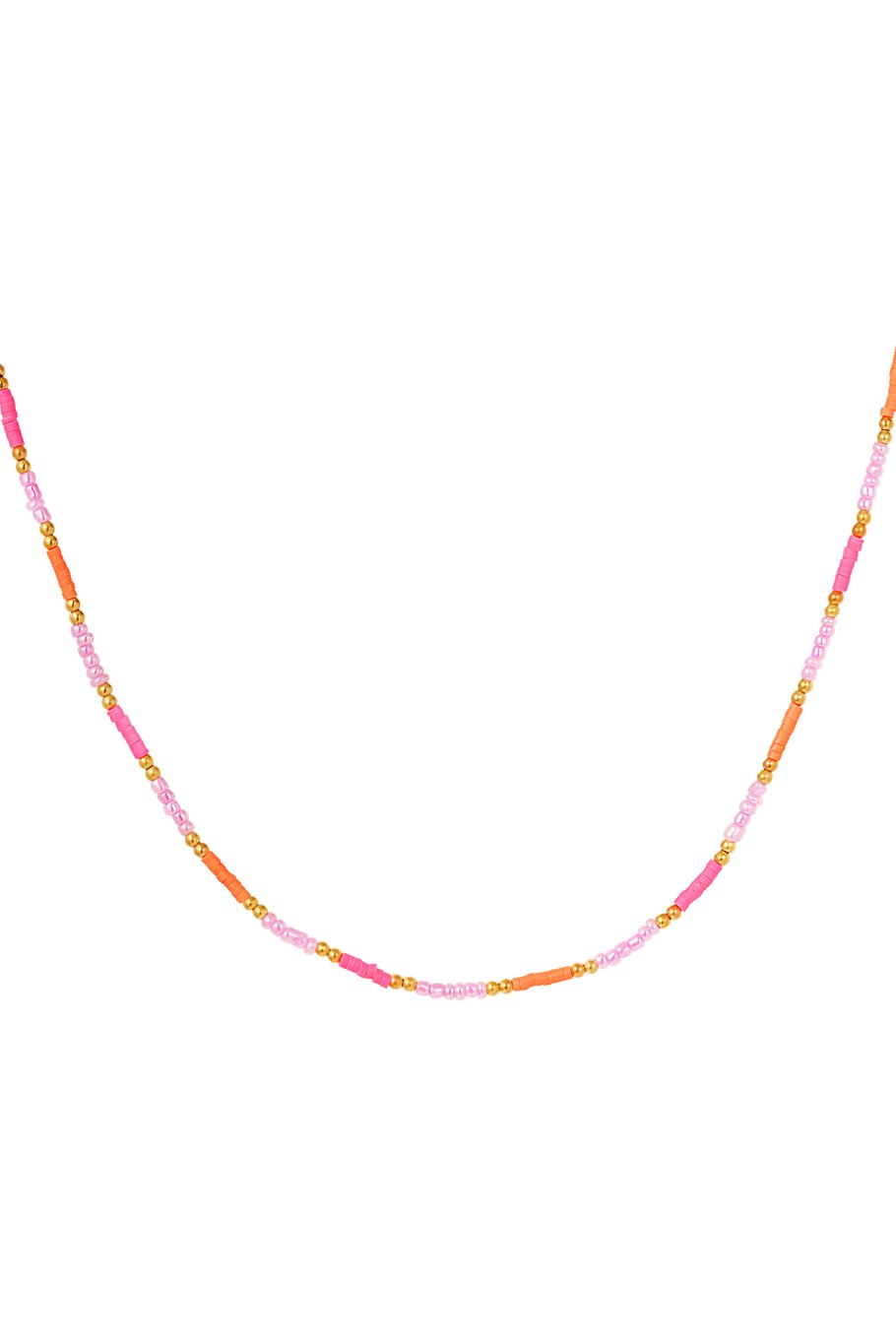 Necklace small colorful beads - yellow/orange 