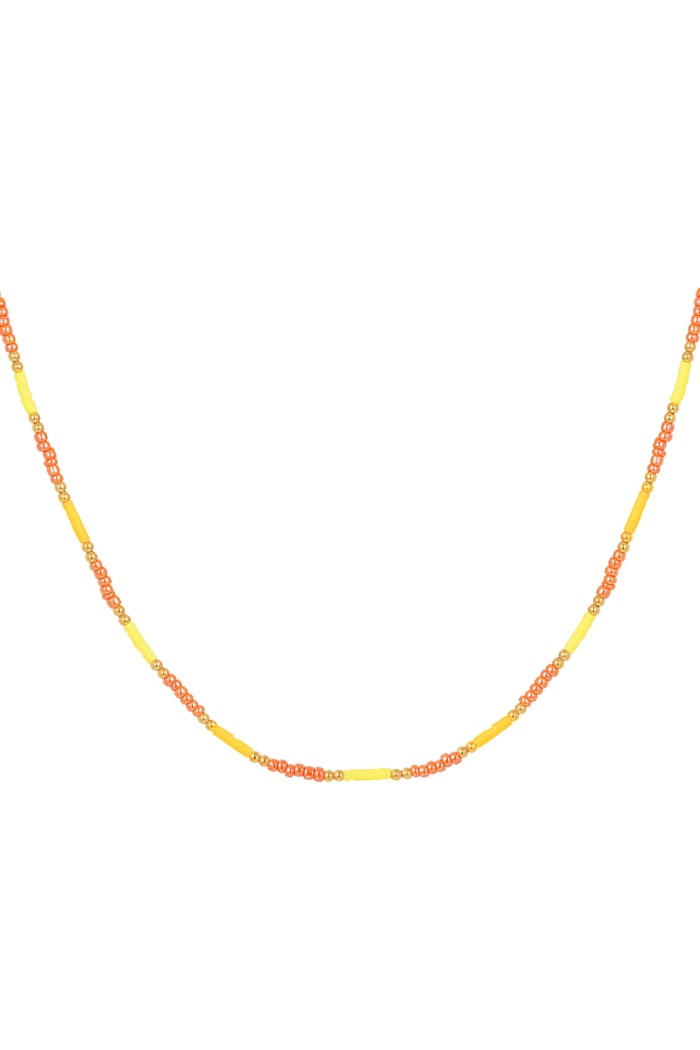 Necklace small colorful beads - yellow/orange 