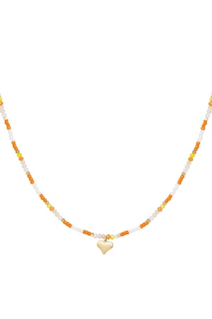 Colorful beaded necklace with heart charm - orange/multi h5 