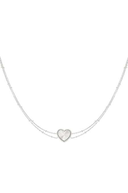 Necklace heart with balls - Silver Color color