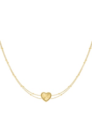 Necklace heart with balls - Gold color h5 