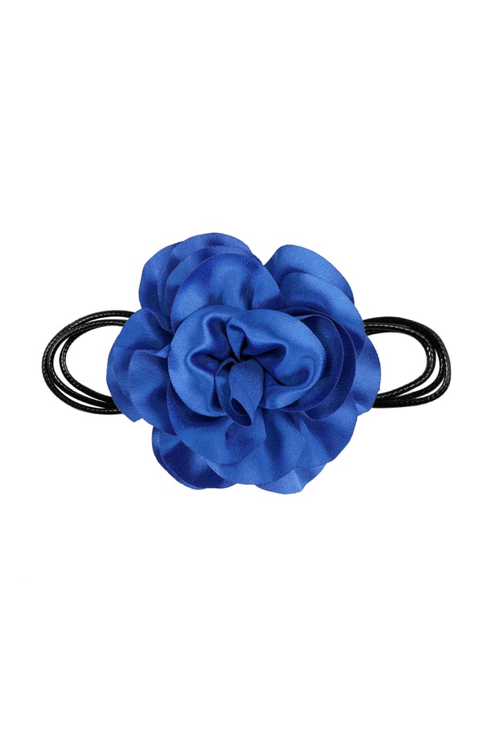 Necklace rope shiny flower - bright blue 