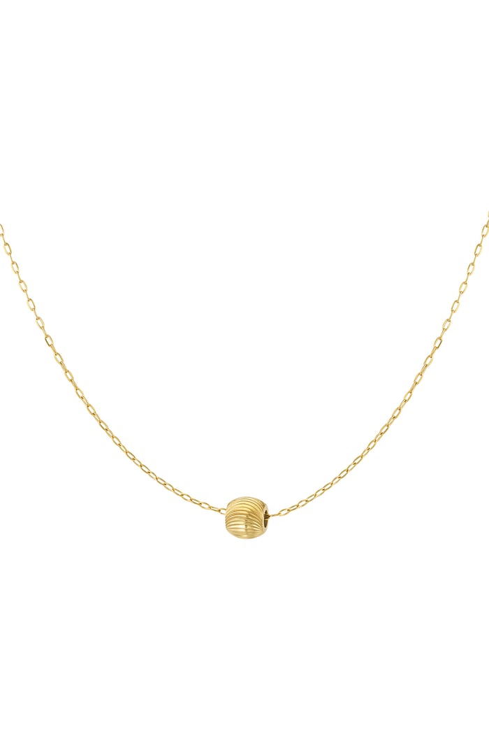 Necklace round charm with print - Gold color 