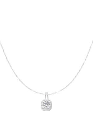 Necklace square stone - Silver Color color h5 