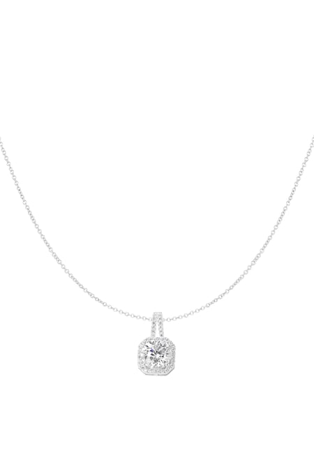 Necklace square stone - Silver Color color