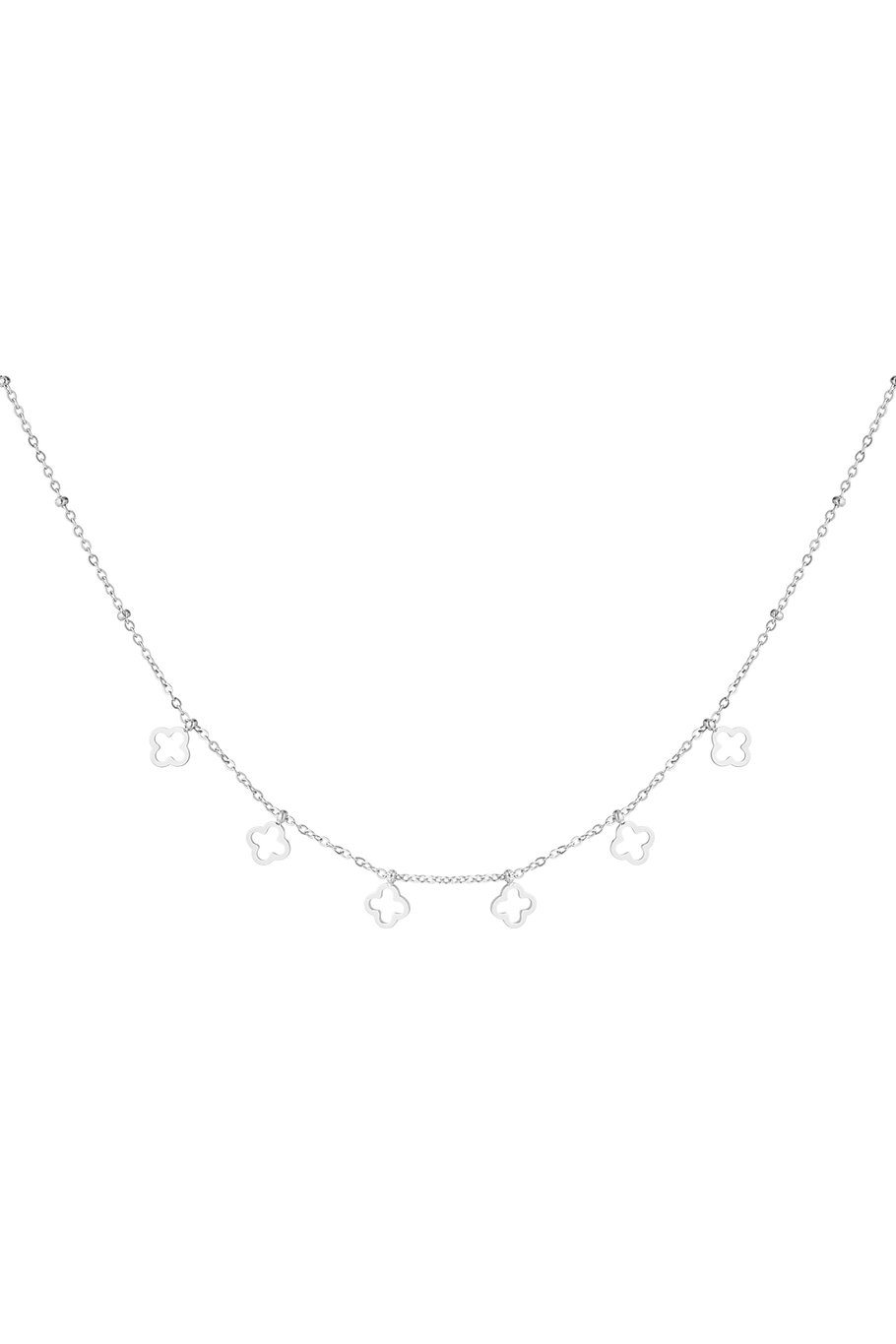 Necklace 6 clovers - Silver Color color 