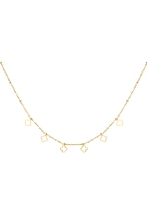 Necklace 6 leaf clovers - Gold color h5 