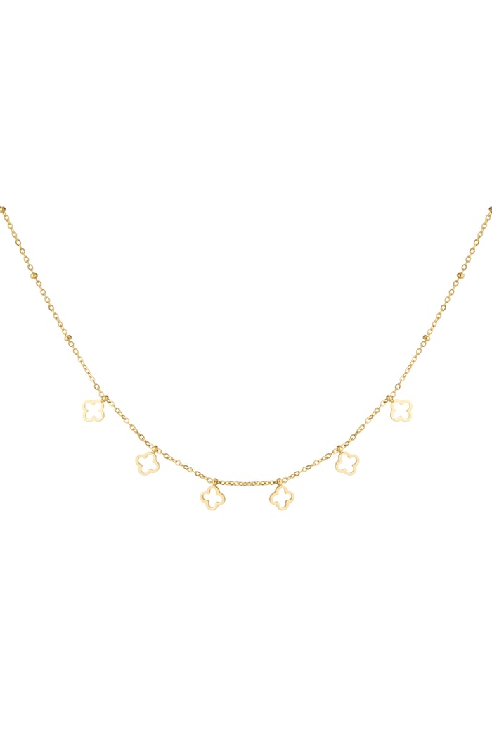 Necklace 6 leaf clovers - Gold color 