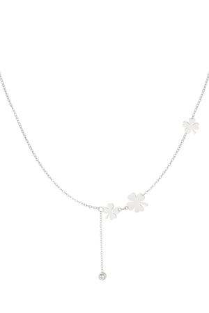 Necklace three clovers and stone - Silver Color color h5 