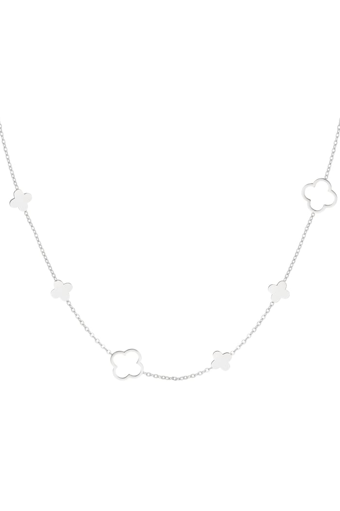 Necklace different clovers - Silver Color color 