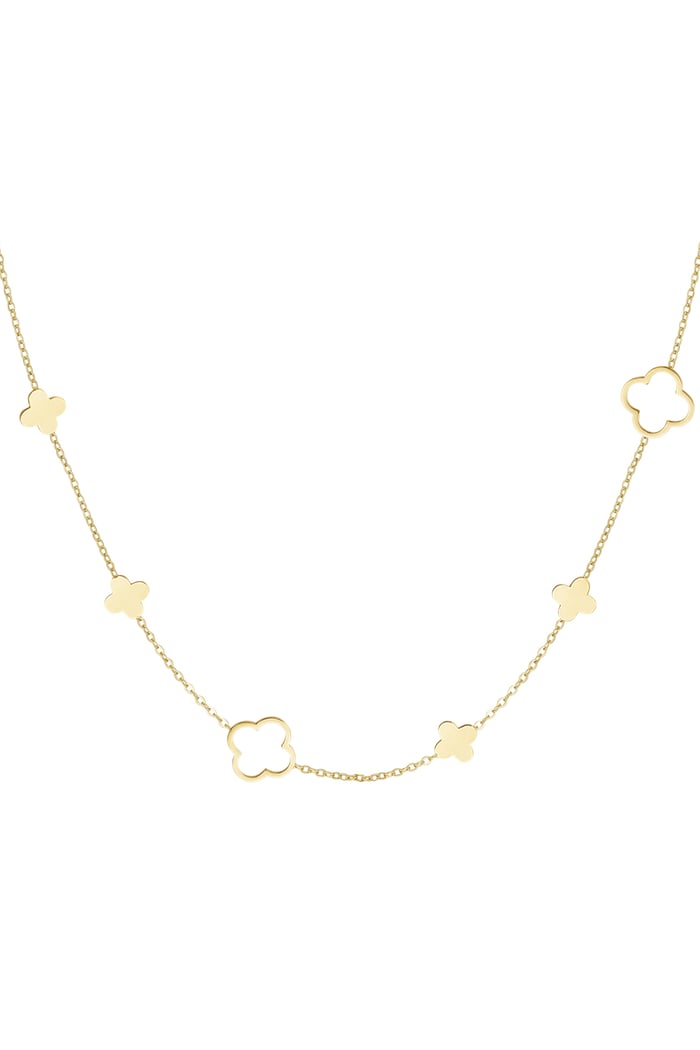 Necklace different clovers - Gold color 