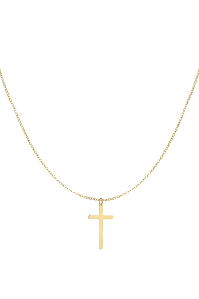 Necklace cross charm - Gold color 