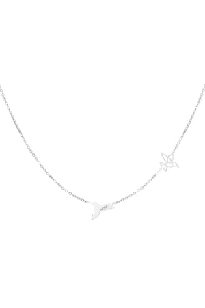 Necklace 2 birds - Silver Color color h5 