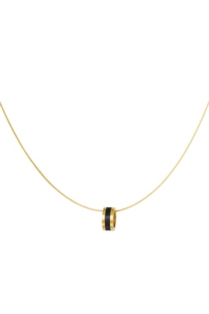 Necklace colored charm - Gold color/black h5 