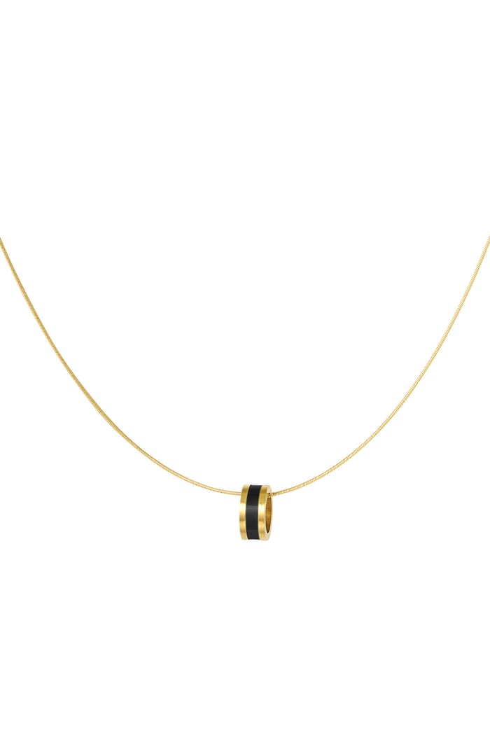 Necklace colored charm - Gold color/black 