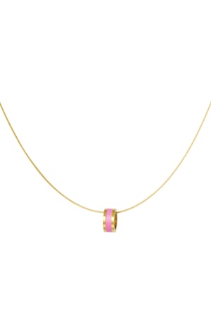 Necklace colored charm - Gold color/pink h5 