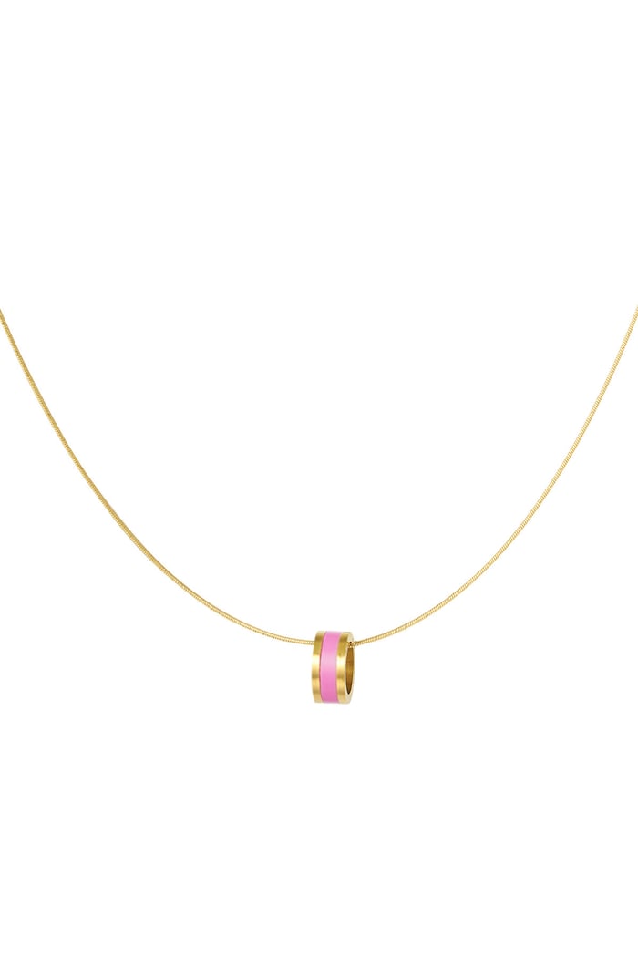 Necklace colored charm - Gold color/pink 