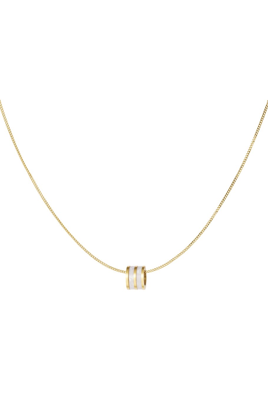 Halskette mit rundem Charme – Goldfarbe/Weiß 