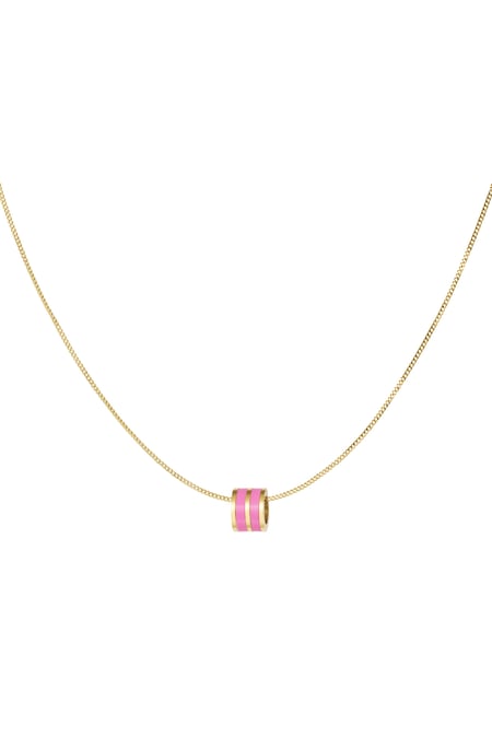 Collar charm redondo - dorado/rosa