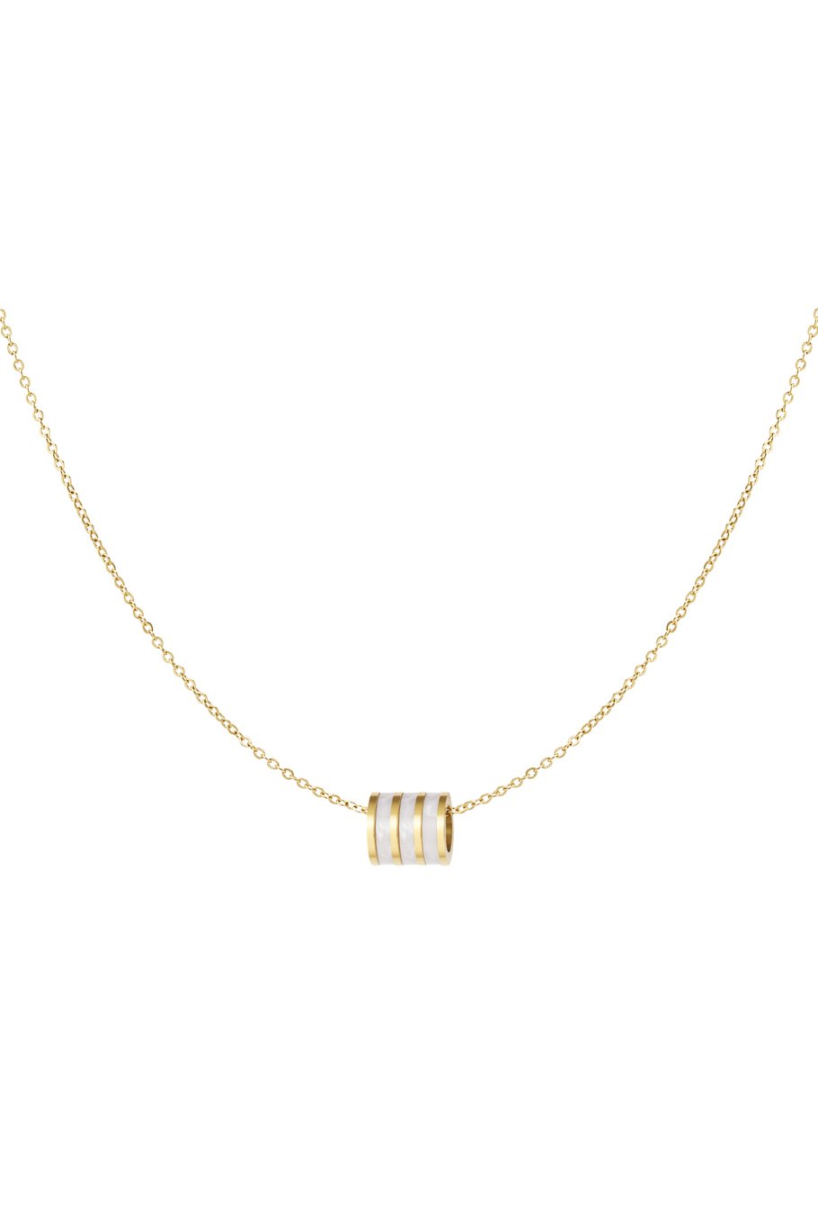 Necklace round charm - Gold color/pink