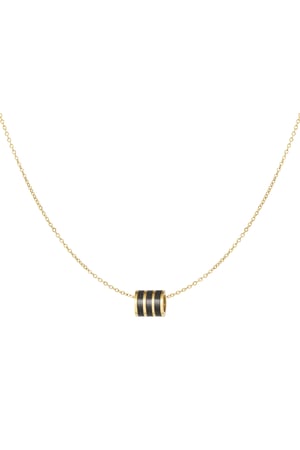 Necklace round charm - Gold color/black h5 