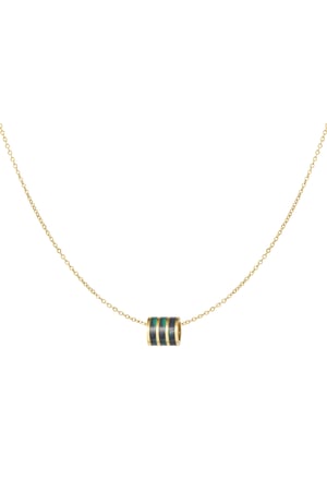 Necklace round charm - Gold color/green h5 