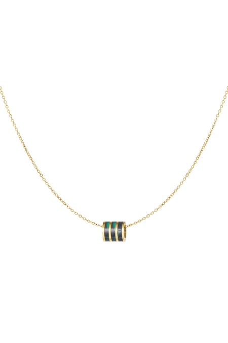 Collar charm redondo - dorado/verde 2