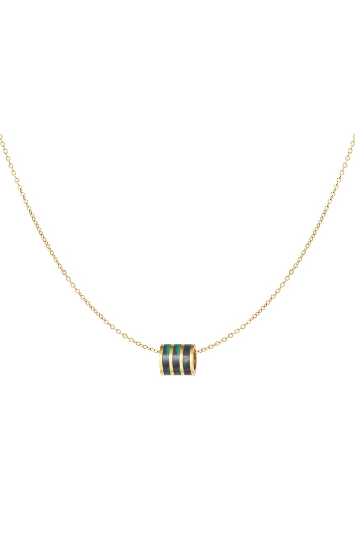 Necklace round charm - Gold color/green 