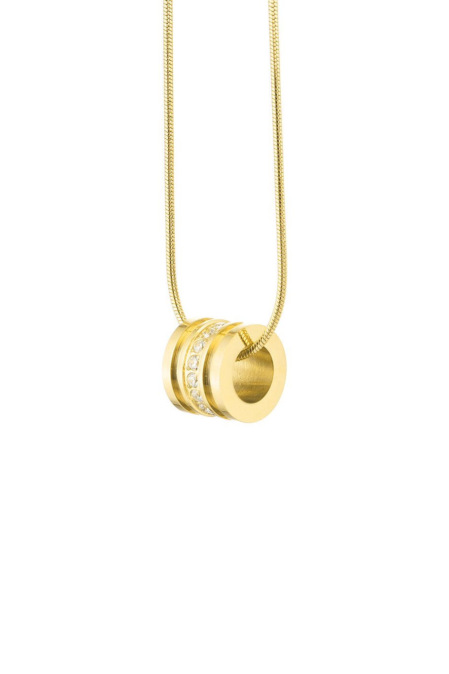 Halskette mit rundem Anhänger – Goldfarbe - Goldfarbefarbe Bild2