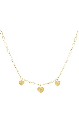 Necklace three hearts coins - Gold color h5 