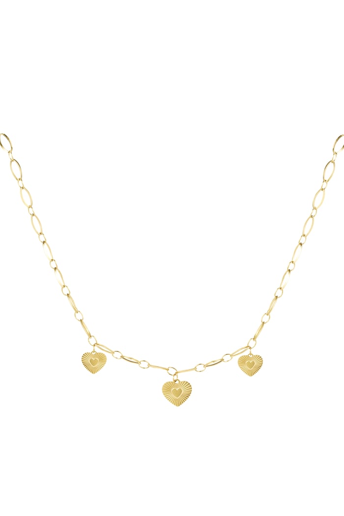 Necklace three hearts coins - Gold color 