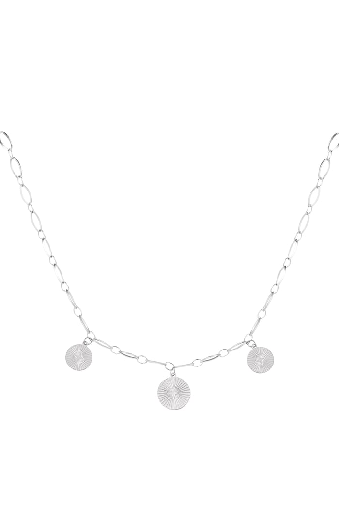 Necklace three coins - Silver Color color 