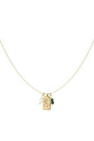 Necklace charm party - Gold color/green h5 