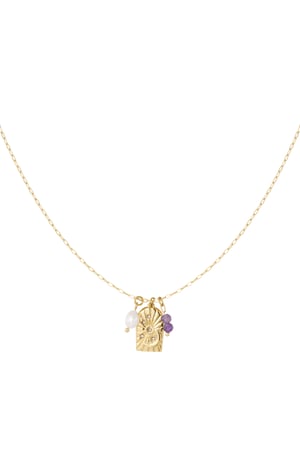 Necklace charm party - Gold color/purple h5 