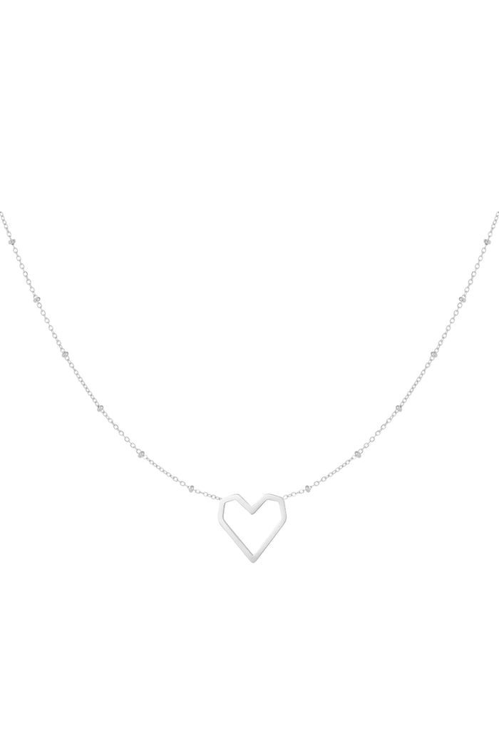 Necklace heart with dots - Silver Color color 