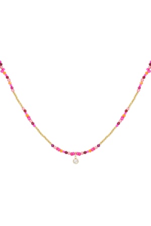 Colorful necklace natural stone and rhinestone - fuchsia h5 