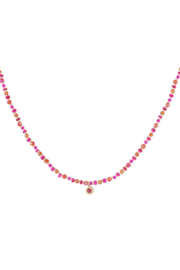 Kralenketting bedeltje - roze/oranje 2