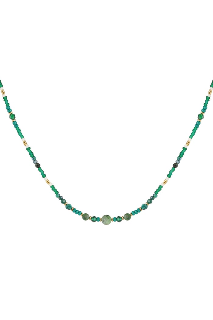 Necklace green beads - green 