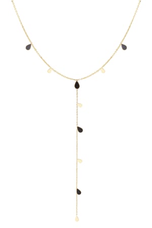 Long necklace enamel drop - black Gold color h5 