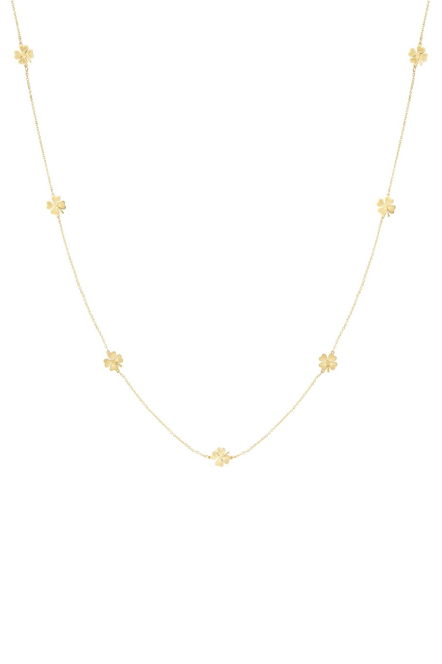 Lange Kleeblatt-Halskette – Goldfarbe - Goldfarbefarbe