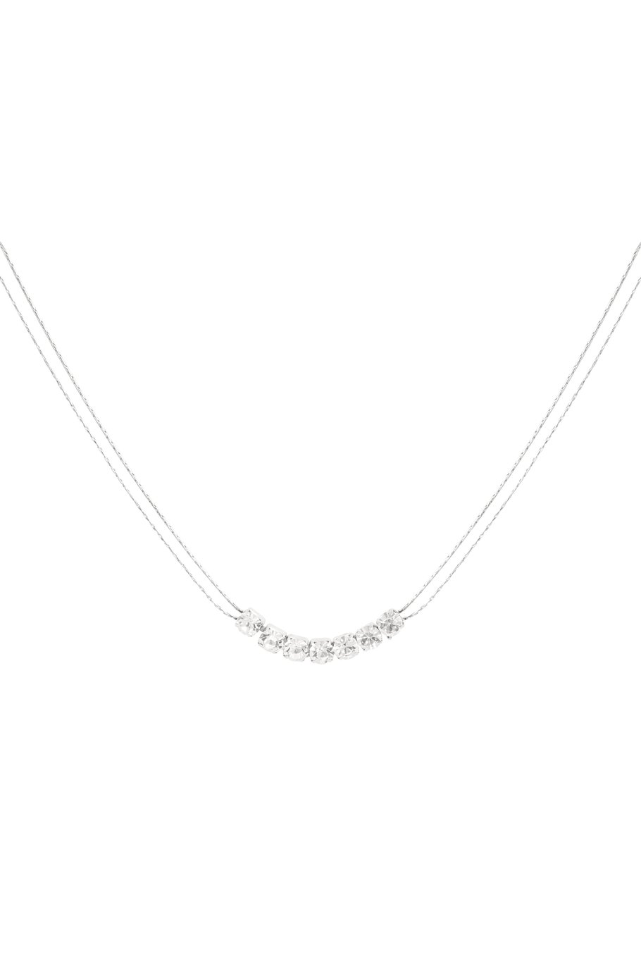 Necklace Gold color/silver with stone - white 