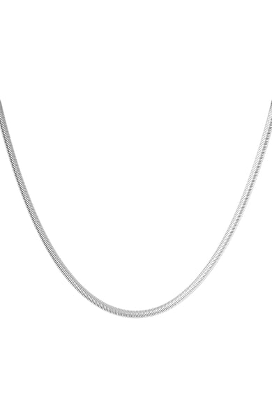 Necklace flat with print long - Silver color-4.0MM h5 