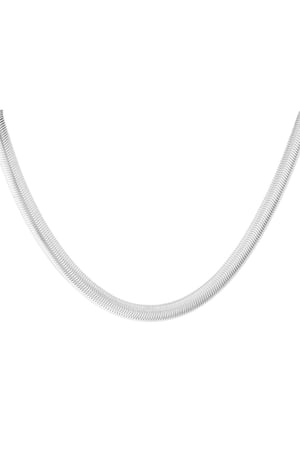 Unisex necklace flat braided - silver color - 8.0MM h5 