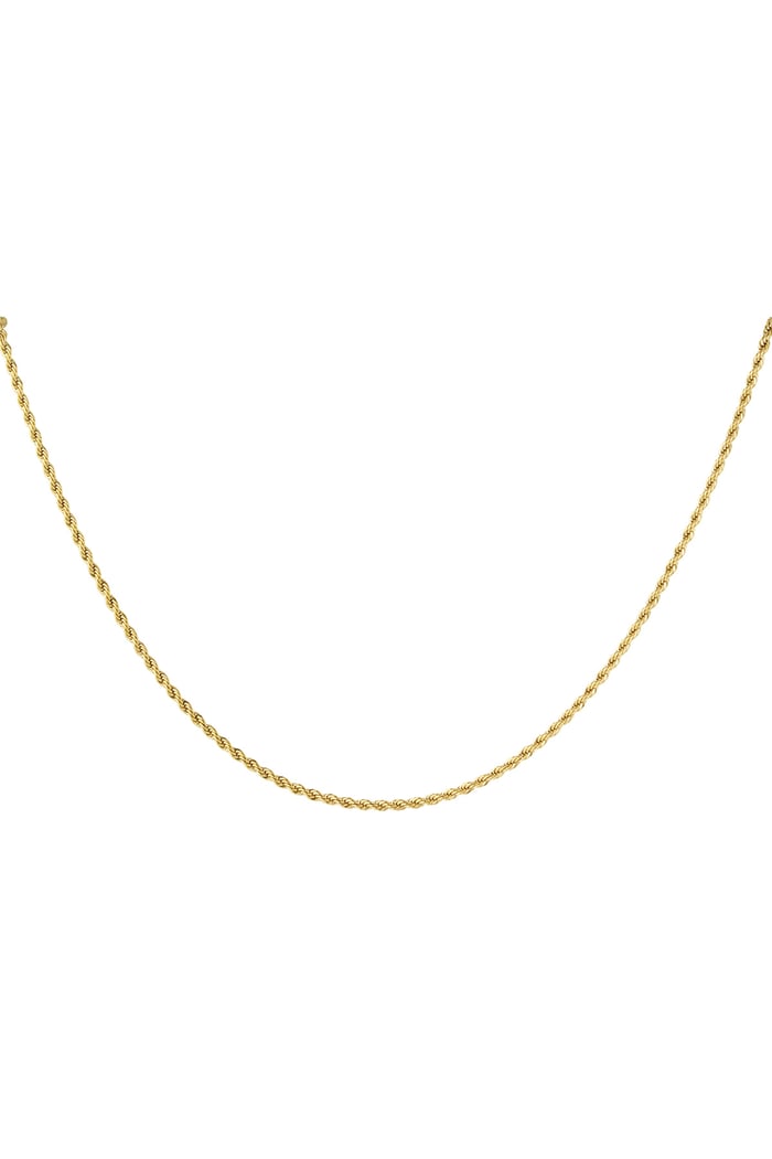 unisex necklace twisted short - Gold color-2.0mm 