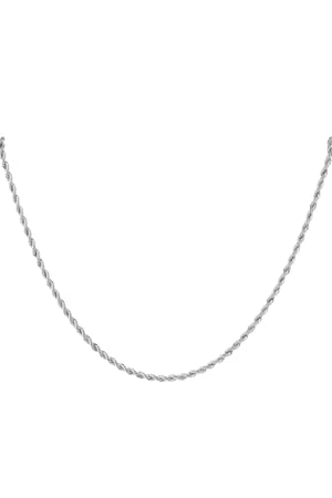 Unisex Stainless Steel Twisted Necklace 60CM - Silver color-3.0MM h5 