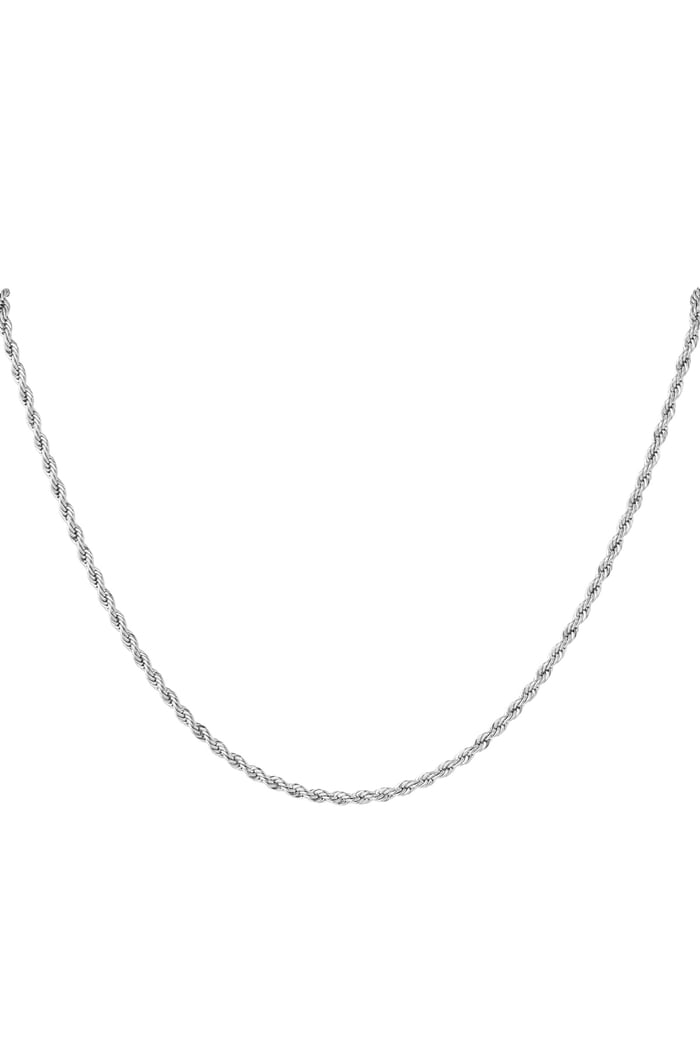 Unisex Stainless Steel Twisted Necklace 60CM - Silver color-3.0MM 