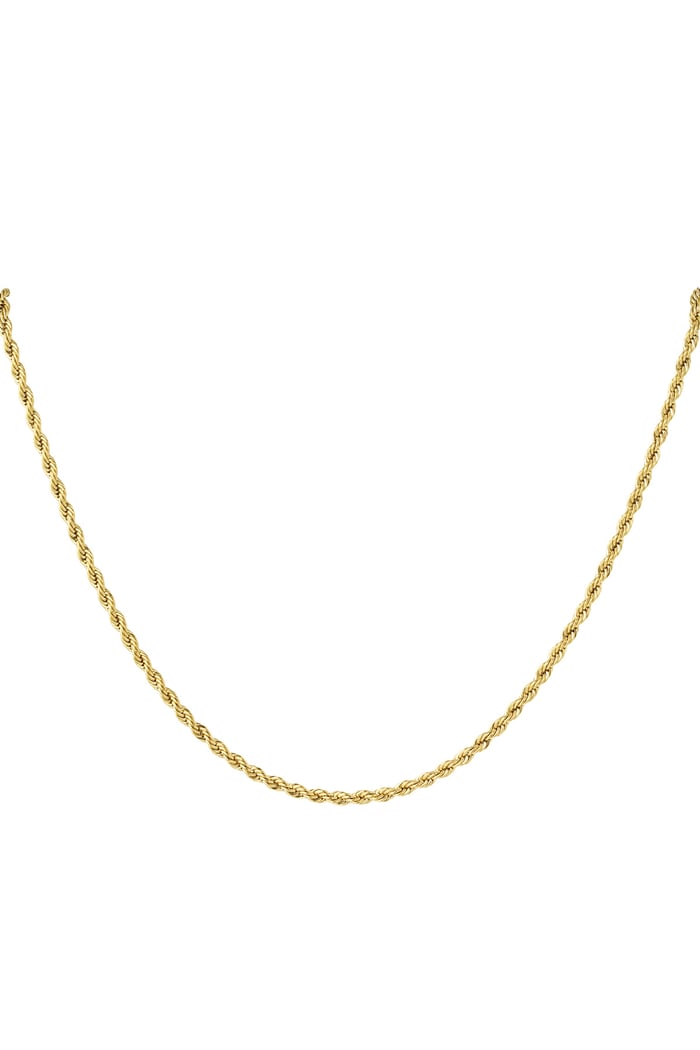 unisex stainless steel twisted necklace 60cm - Gold color-3.0mm 