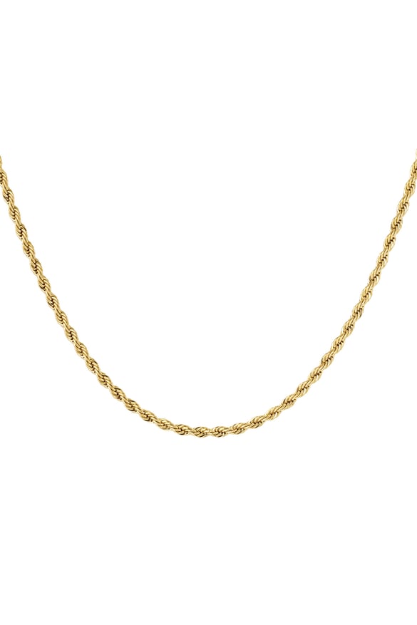 unisex necklace twisted 50cm - Gold color-4.0mm